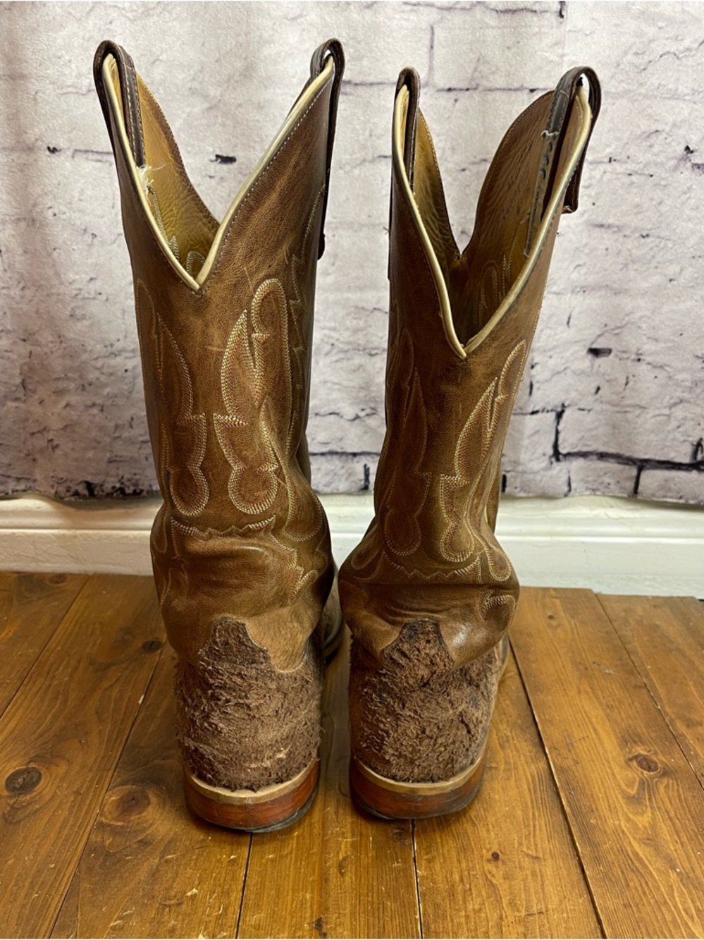 Anderson Bean brown leather square toe cowboy boots - Picture 4 of 12